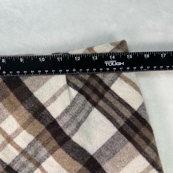 Vintage CHADWICKS OF BOSTON Brown Black Tan Plaid Wool Blend A-line Skirt Sz 8P - Picture 3 of 7